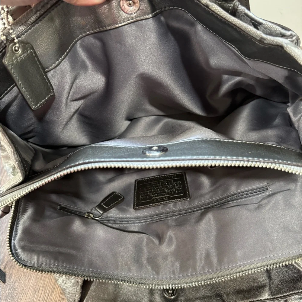 Coach Signature Metallic Silver & Gray Jacquard Shoulder Bag - Picture 4 of 8
